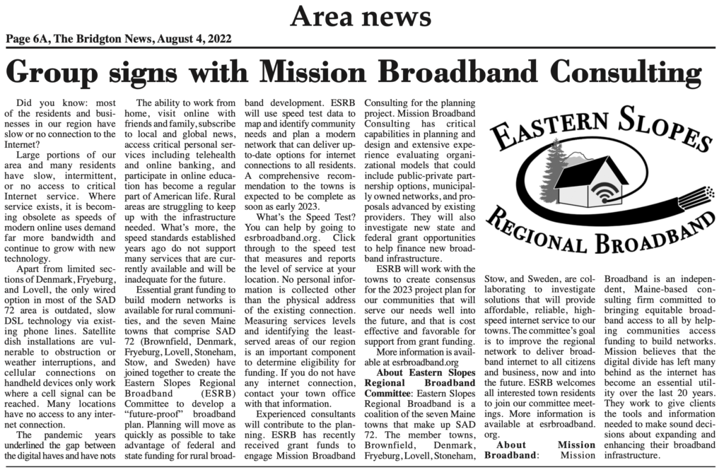 ESRB signs with Mission Broadband